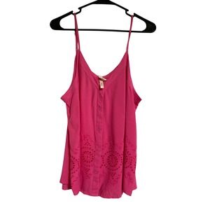 Marisol Rayon Barbie Pink Cutout Button Front Sleeveless Tank Size Medium NWT